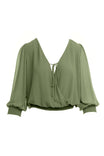 Crop Smocking Band Surplice Top