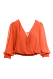Crop Smocking Band Surplice Top