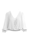 Crop Smocking Band Surplice Top