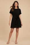 Bubble Sleeve Tie Detail Flare Mini Dress
