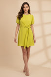 Bubble Sleeve Tie Detail Flare Mini Dress