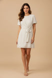 Bubble Sleeve Tie Detail Flare Mini Dress