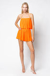 Strappy Short Pleated Romper - SU