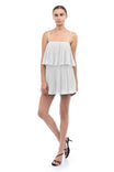 Strappy Short Pleated Romper - SU