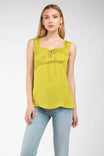 Tank Square Neck Lace Trim Top