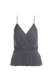 Pleated Adjustable Strap Peplum Top