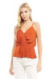Pleated Adjustable Strap Peplum Top