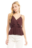 Pleated Adjustable Strap Peplum Top