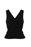 V-neck Double Tiered Waist Sleeveless Top