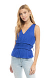 V-neck Double Tiered Waist Sleeveless Top