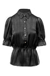 Elbow Sleeve Blouse With Half Placket