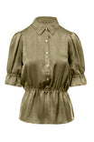 Elbow Sleeve Blouse With Half Placket