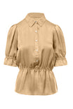 Elbow Sleeve Blouse With Half Placket