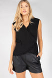 Cap Sleeve Blouse With Frills At Front Wrap