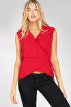 Cap Sleeve Blouse With Frills At Front Wrap