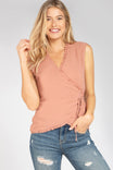 Cap Sleeve Blouse With Frills At Front Wrap