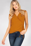 Cap Sleeve Blouse With Frills At Front Wrap