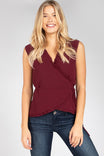 Cap Sleeve Blouse With Frills At Front Wrap