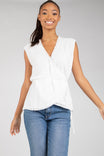 Cap Sleeve Blouse With Frills At Front Wrap