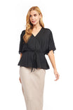 Surplice Flutter Peplum Blouse