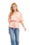 Surplice Flutter Peplum Blouse