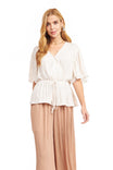 Surplice Flutter Peplum Blouse