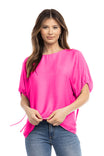 Dolman Sleeve Blouse With Drawstring Sleeve