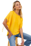 Dolman Sleeve Blouse With Drawstring Sleeve