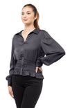 Smocked Waist Button Down Blouse