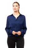 Smocked Waist Button Down Blouse