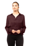 Smocked Waist Button Down Blouse