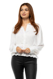 Smocked Waist Button Down Blouse