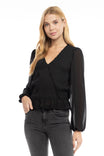 Smocked Surplice Blouse