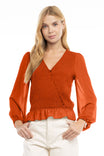 Smocked Surplice Blouse