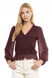 Smocked Surplice Blouse