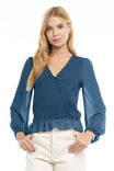 Smocked Surplice Blouse