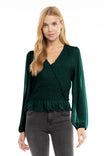 Smocked Surplice Blouse