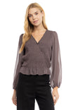 Smocked Surplice Blouse