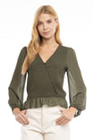 Smocked Surplice Blouse