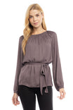Long Sleeve Satin Blouse