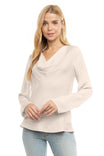 Satin Cowl Neck Long Sleeve Blouse