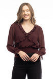 Long Sleeve Smocked Ruffle Blouse