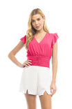 Flutter Sleeve Blouse With Waist Shirring