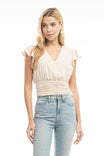 Flutter Sleeve Blouse With Waist Shirring