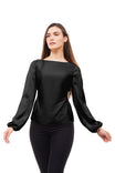 Satin Ruched Side Cut Out Blouse