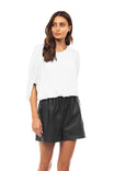 Shirred Bat Sleeve Blouse With Elastic Waist