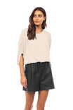 Shirred Bat Sleeve Blouse With Elastic Waist