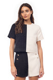 Color Block Tweed Blouse