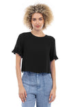 Pleated Ruffle Sleeve Blouse