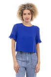 Pleated Ruffle Sleeve Blouse